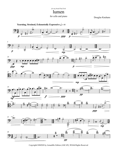 Free Sheet Music Lumen For Cello And Piano