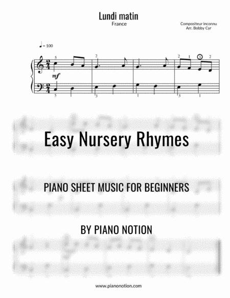 Lundi Matin Easy Piano Solo Sheet Music