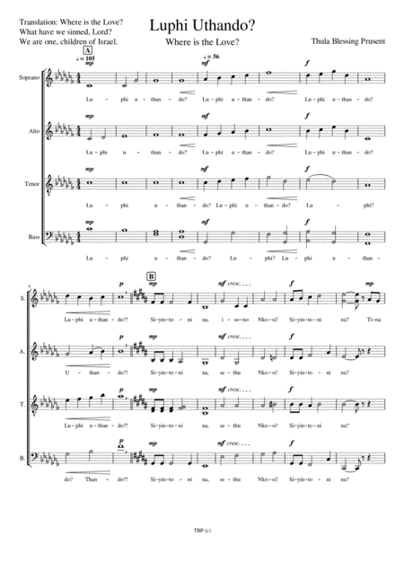 Free Sheet Music Luphi Uthando