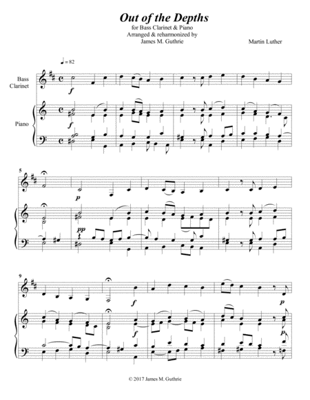 Free Sheet Music Luther Out Of The Depths For Bass Clarinet Piano
