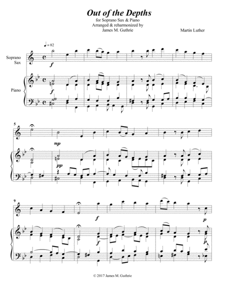 Luther Out Of The Depths For Soprano Sax Piano Sheet Music