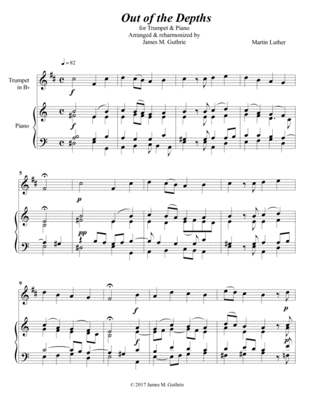 Luther Out Of The Depths For Trumpet Piano Sheet Music