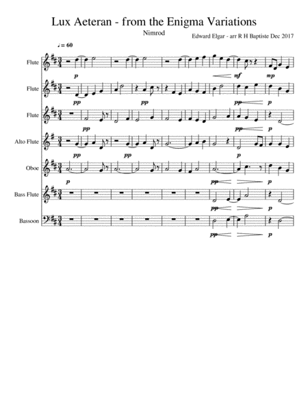 Free Sheet Music Lux Aeterna From The Enigma Variations Nimrod