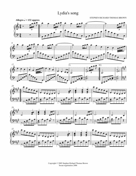 Lydias Song Sheet Music