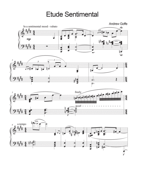 Lyric Etude No 11 Etude Sentimental Sheet Music