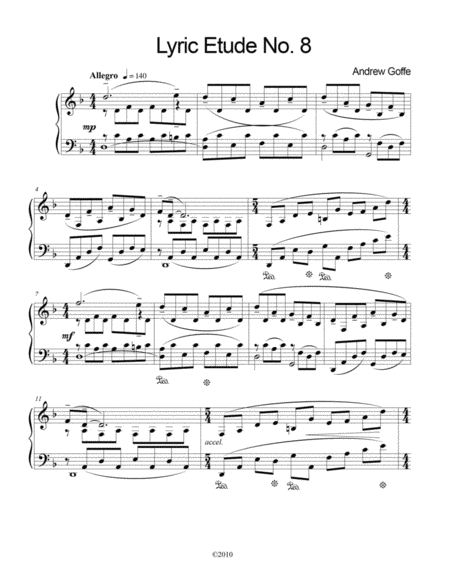 Lyric Etude No 8 Sheet Music