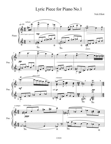 Free Sheet Music Lyric Piece For Piano No 1