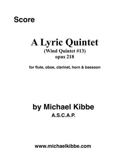 Lyric Quintet Wq 13 Opus 218 Sheet Music