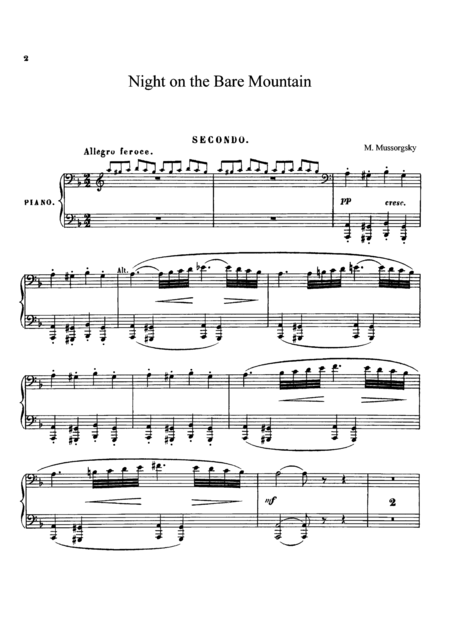 M Ussorgsky Night On The Bare Mountain For Piano Duet 1 Piano 4 Hands Pm821 Sheet Music