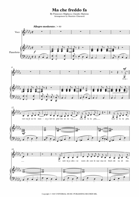 Free Sheet Music Ma Che Freddo Fa