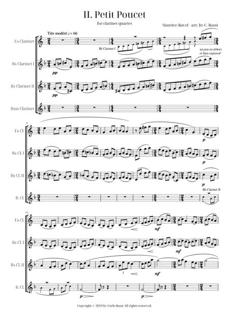 Ma Mre L Oye Ii Petit Poucet For Clarinet Quartet Sheet Music