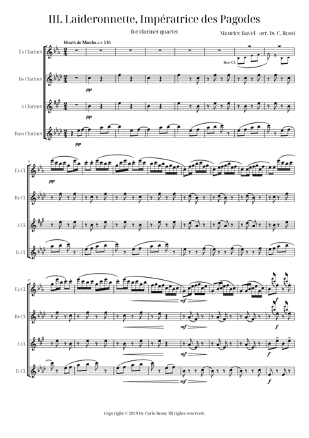 Ma Mre L Oye Iii Laideronnette Impratrice Des Pagodes For Clarinet Quartet Sheet Music