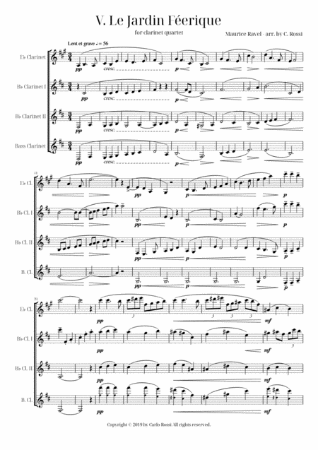 Ma Mre L Oye V Le Jardin Feerique For Clarinet Quartet Sheet Music