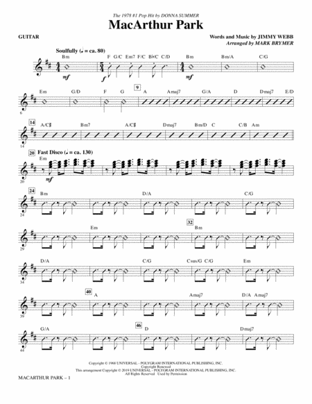 Macarthur Park Arr Mark Brymer Guitar Sheet Music