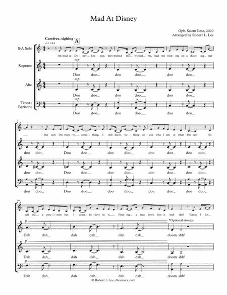 Mad At Disney Sat B Beginning A Cappella Sheet Music