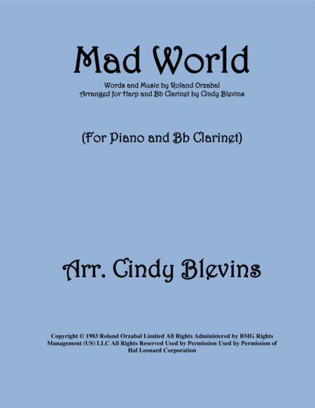 Free Sheet Music Mad World Arranged For Piano And Bb Clarinet