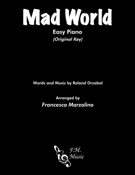 Mad World Easy Piano Original Key Sheet Music