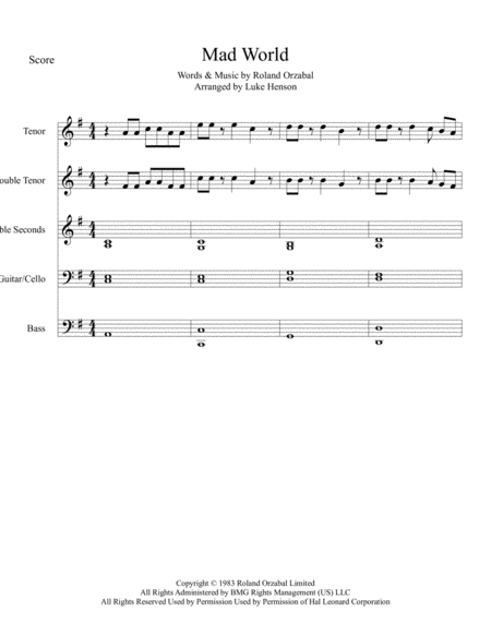 Mad World For Steelband Sheet Music