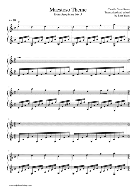 Free Sheet Music Maestoso From Symphony No 3 Camille Saint Saens