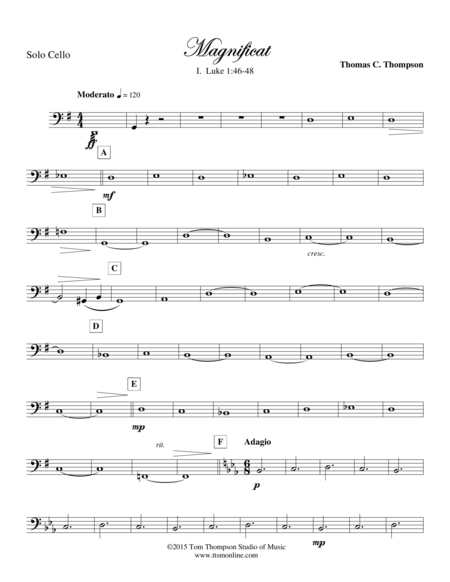 Free Sheet Music Magnificat Cello