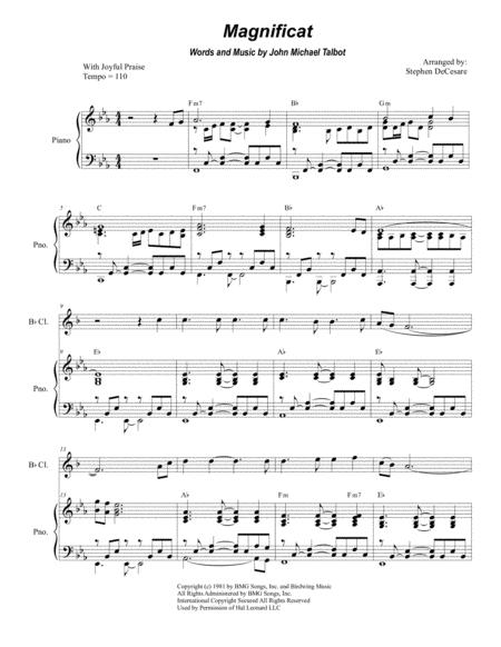 Free Sheet Music Magnificat For Bb Clarinet Solo And Piano