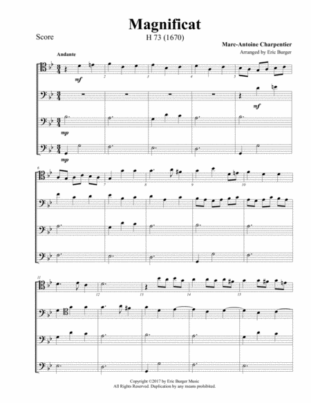 Magnificat For Trombone Or Low Brass Quartet Sheet Music