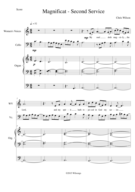 Free Sheet Music Magnificat Second Service