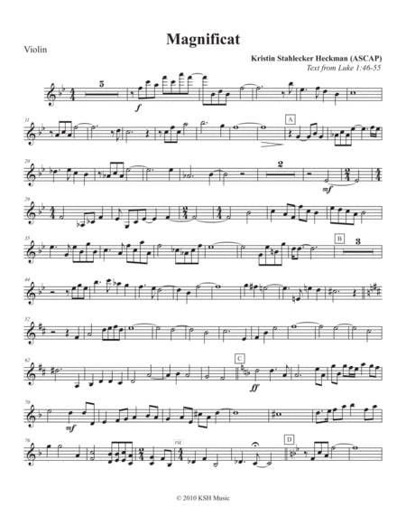 Free Sheet Music Magnificat Violin