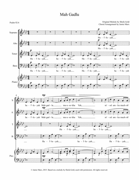 Free Sheet Music Mah Gadlu