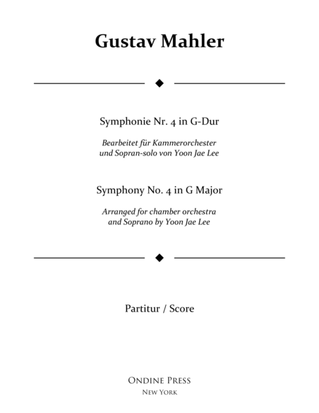 Mahler Arr Lee Symphony No 4 In G Major 1st Movement Full Score Sheet Music