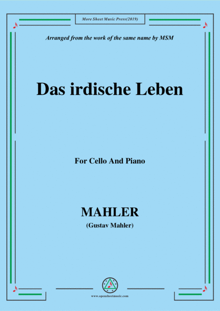 Free Sheet Music Mahler Das Irdische Leben For Cello And Piano