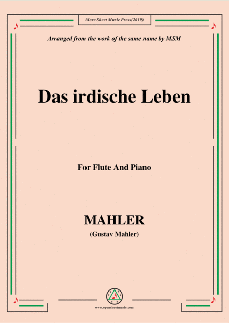 Mahler Das Irdische Leben For Flute And Piano Sheet Music