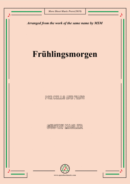 Mahler Frhlingsmorgen For Cello And Piano Sheet Music