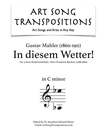 Free Sheet Music Mahler In Diesem Wetter Transposed To C Minor