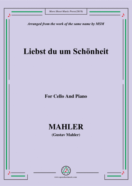 Free Sheet Music Mahler Liebst Du Um Schnheit For Cello And Piano