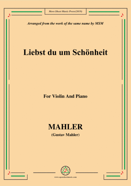 Free Sheet Music Mahler Liebst Du Um Schnheit For Violin And Piano