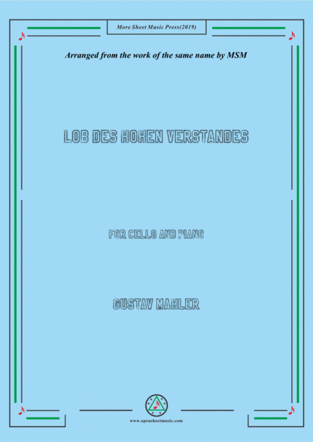 Mahler Lob Des Hohen Verstandes For Cello And Piano Sheet Music