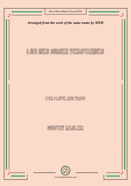 Mahler Lob Des Hohen Verstandes For Flute And Piano Sheet Music