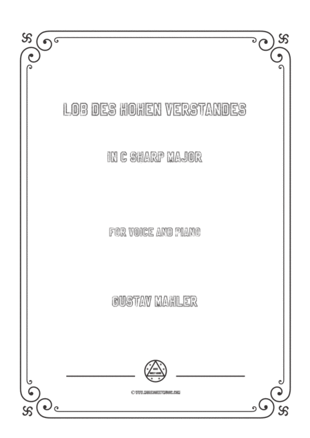 Free Sheet Music Mahler Lob Des Hohen Verstandes In C Sharp Major For Voice And Piano