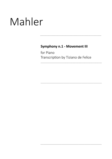 Free Sheet Music Mahler Symphony N 1 For Piano Mov 3