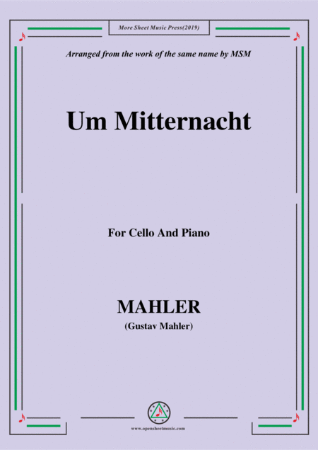 Free Sheet Music Mahler Um Mitternacht For Cello And Piano