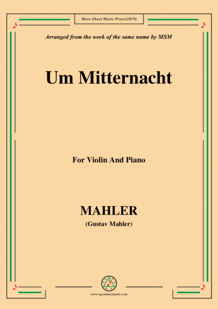 Mahler Um Mitternacht For Violin And Piano Sheet Music