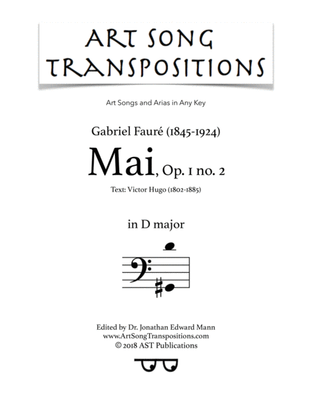 Free Sheet Music Mai Op 1 No 2 D Major Bass Clef