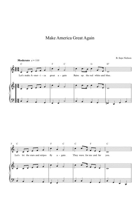 Make America Great Again Sheet Music With Lyrics Sheet Music