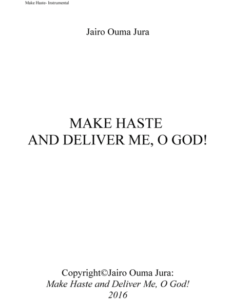 Make Haste And Deliver Me O God 2018 Chamber Music Contest Entry Sheet Music