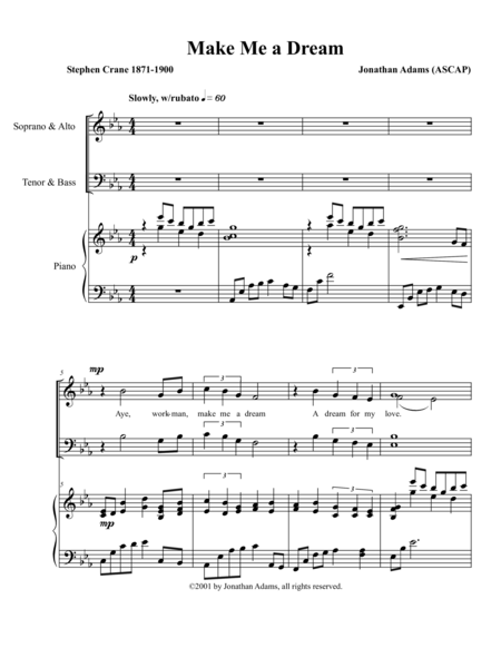 Free Sheet Music Make Me A Dream