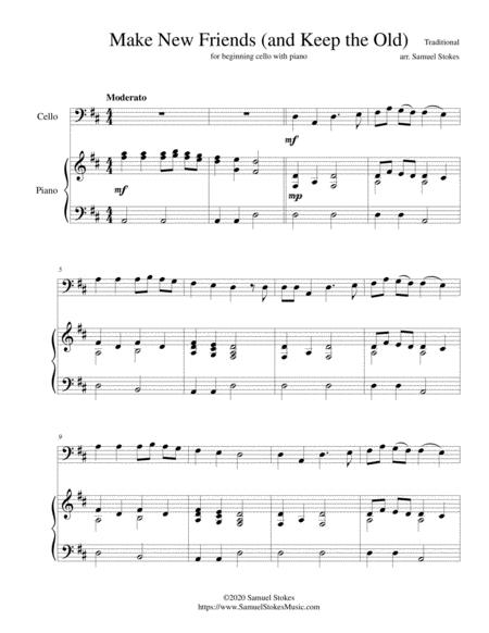 Free Sheet Music Make New Friends And Keep The Old For Beginning Cello With Optional Piano