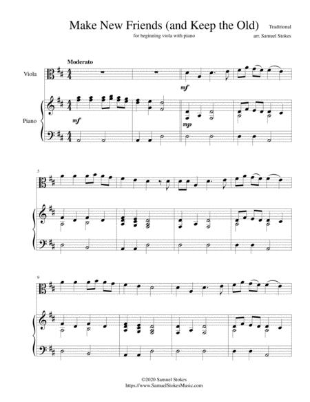 Make New Friends And Keep The Old For Beginning Viola With Optional Piano Sheet Music