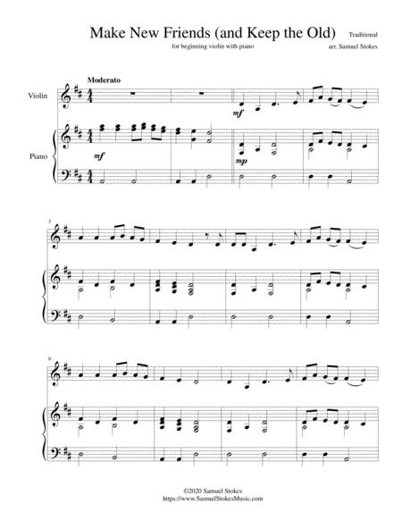 Free Sheet Music Make New Friends And Keep The Old For Beginning Violin With Optional Piano
