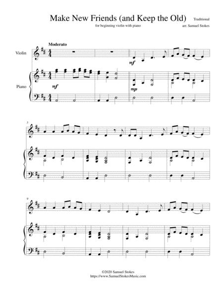 Make New Friends And Keep The Old For Beginning Violin With Optional Piano Sheet Music